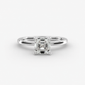 Asscher cut lab grown diamond solitaire engagement ring in 14K white gold.