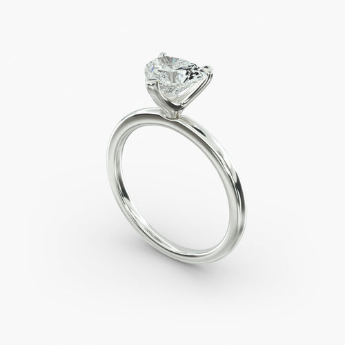 Heart shape lab grown diamond solitaire engagement ring angle view in 14K white gold angle view