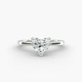 Heart shape lab grown diamond solitaire engagement ring in 14K white gold.