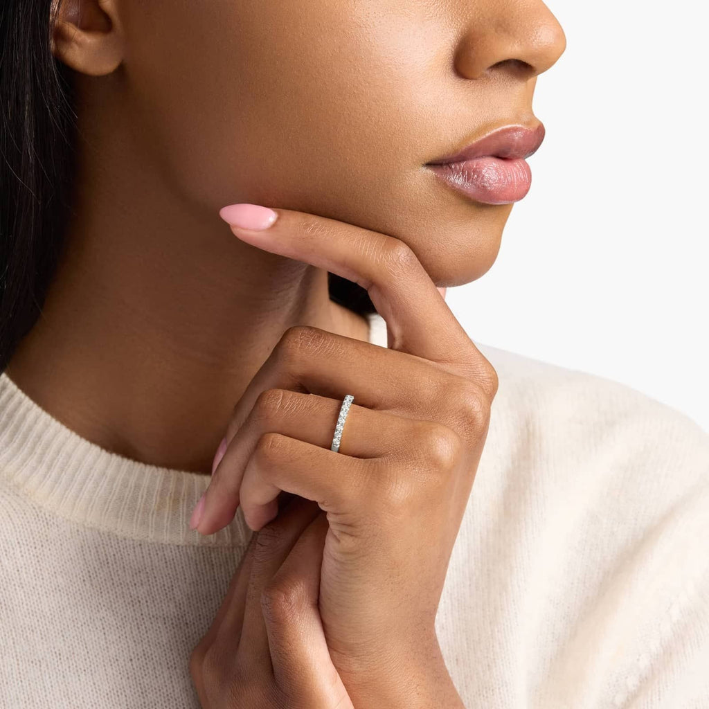 Scalloped Pavé Diamond Ring in 18k White Gold