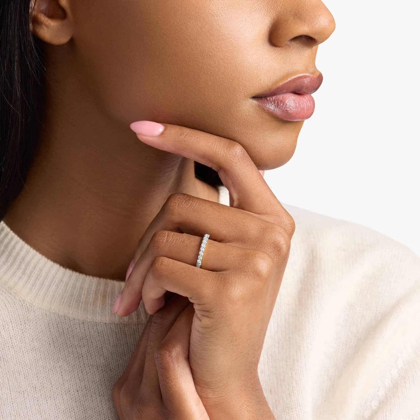 Scalloped Pavé Diamond Ring in 18k White Gold