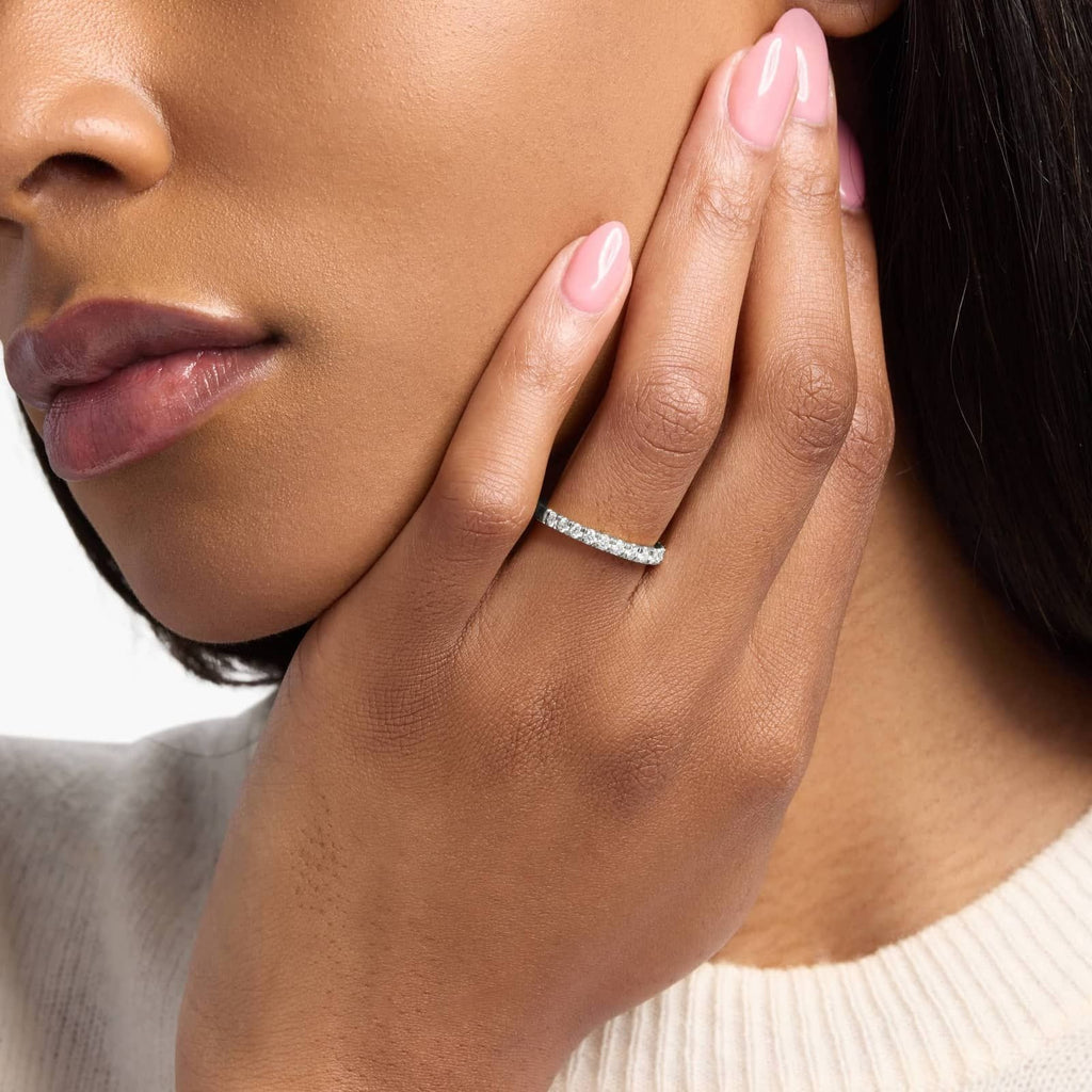 Scalloped Pavé Diamond Ring in 18k White Gold